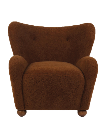 Fauteuil Léonard imitation fourrure marron opjet
