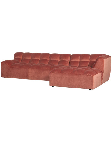 Canapé chaise longue droite Allure velours fard à blushWOOOD by De Eekhoorn