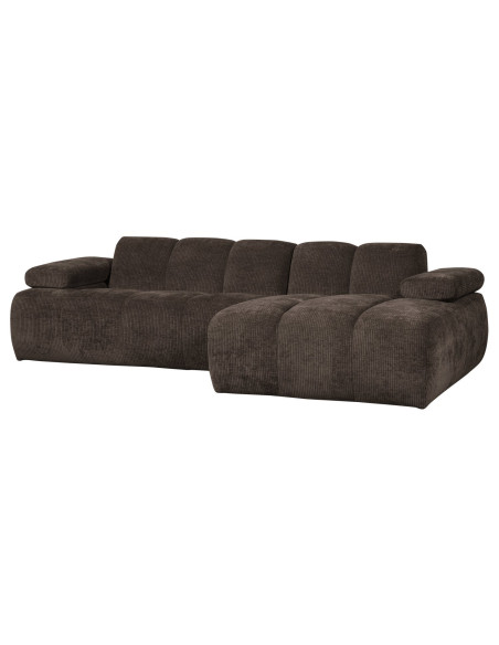 Canapé chaise longue droite Mojo tissu côtelé brunWOOOD by De Eekhoorn