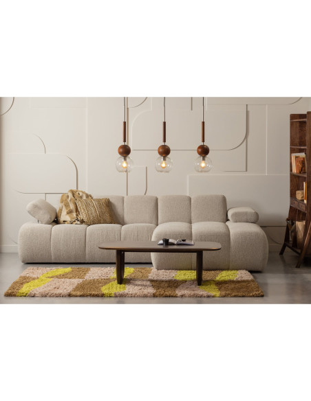 Canapé chaise longue droite Mojo bouclé mélangé beigeWOOOD by De Eekhoorn