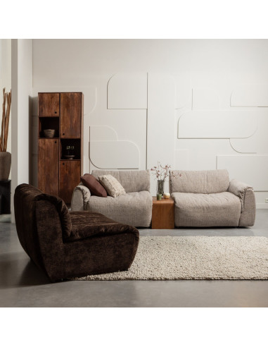 Canapé Baggy 2 Places tissu tissé mélangé brun woood