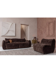 Canapé Baggy 2 Places 3d chenille brun foncé woood 2