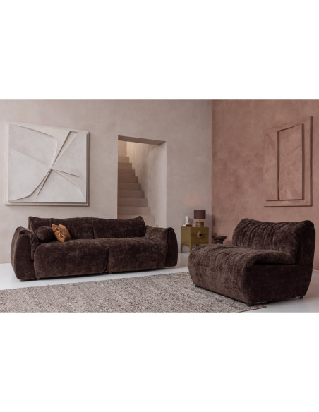 Canapé Baggy 2 Places 3d chenille brun foncé woood