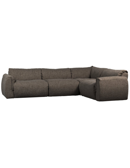 Canapé d'angle droit Baggy tissu tissé mélangé gris chaud woood Canapé d'angle droit Baggy tissu tissé mélangé gris chaud woood