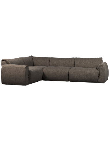 Canapé d'angle gauche Baggy tissu tissé mélangé gris chaud woood
