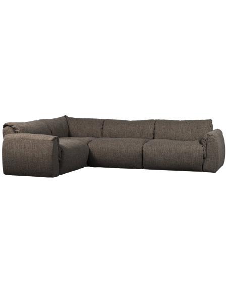 Canapé d'angle gauche Baggy tissu tissé mélangé gris chaud woood Canapé d'angle gauche Baggy tissu tissé mélangé gris chaud woood