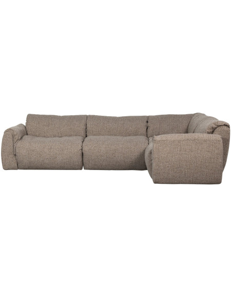 Canapé d'angle droit Baggy tissu tissé mélangé brun woood Canapé d'angle droit Baggy tissu tissé mélangé brun woood