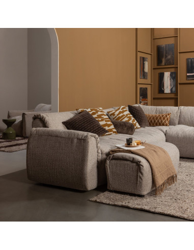 Canapé d'angle droit Baggy tissu tissé mélangé brun woood