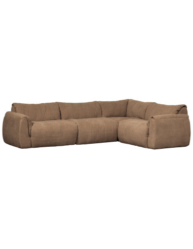 Canapé d'angle droit Baggy chenille tissé brun woood
