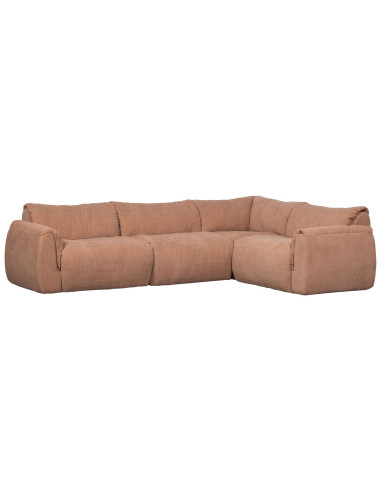 Canapé d'angle droit Baggy chenille tissé vieux rose woood