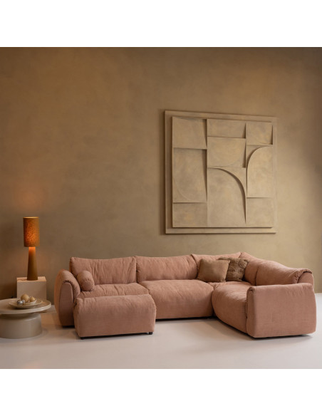 Canapé d'angle droit Baggy chenille tissé vieux rose woood Canapé d'angle droit Baggy chenille tissé vieux rose woood