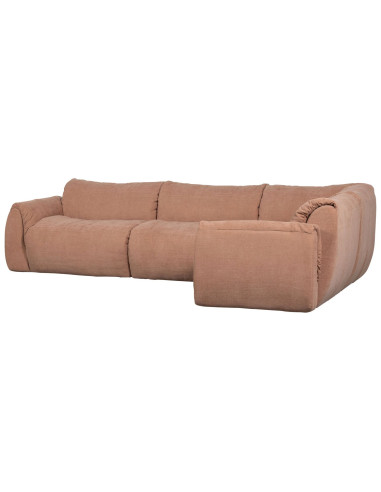 Canapé d'angle droit Baggy chenille tissé vieux rose woood