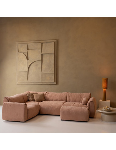 Canapé d'angle gauche Baggy chenille tissé vieux rose woood