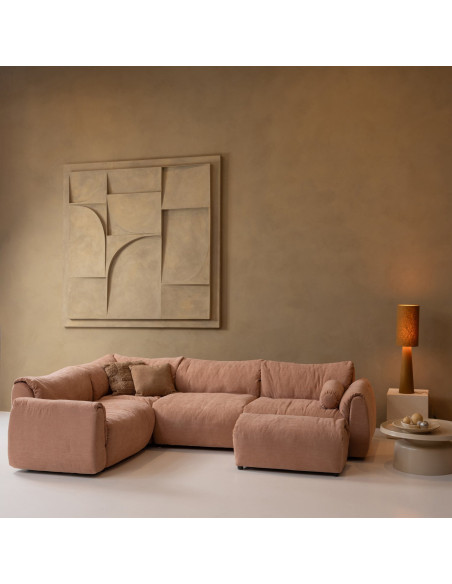 Canapé d'angle gauche Baggy chenille tissé vieux rose woood Canapé d'angle gauche Baggy chenille tissé vieux rose woood