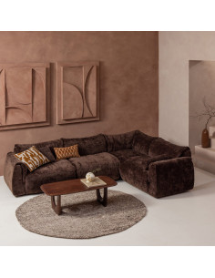 Canapé d'angle droit Baggy 3D chenille brun woood 2
