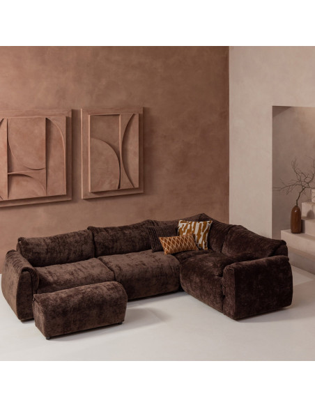 Canapé d'angle droit Baggy 3D chenille brun woood Canapé d'angle droit Baggy 3D chenille brun woood