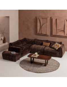 Canapé d'angle gauche Baggy 3D chenille brun woood 2