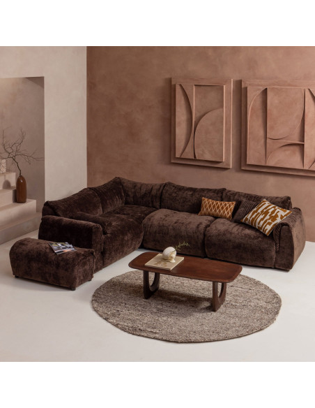 Canapé d'angle gauche Baggy 3D chenille brun woood Canapé d'angle gauche Baggy 3D chenille brun woood