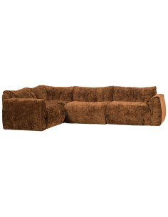Canapé d'angle gauche Baggy 3D chenille brun moyen woood 2