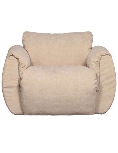 Fauteuil pivotant Baggy chenille tissé sable woood Fauteuil pivotant Baggy chenille tissé sable woood