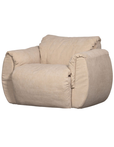 Fauteuil pivotant Baggy chenille tissé sable woood