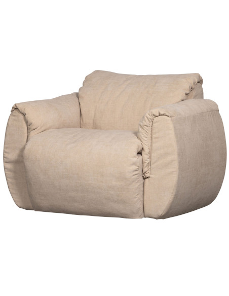 Fauteuil pivotant Baggy chenille tissé sable woood Fauteuil pivotant Baggy chenille tissé sable woood