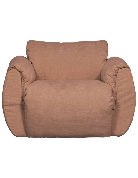Fauteuil pivotant Baggy chenille tissé vieux rose woood