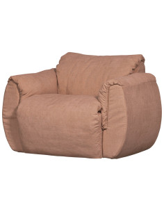 Fauteuil pivotant Baggy chenille tissé vieux rose woood 2