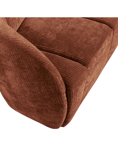 Banquette 2 places Mojo gauche tissu côtelé tissé brun rouille woood Banquette 2 places Mojo gauche tissu côtelé tissé brun rouille woood