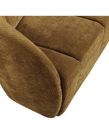 Banquette 2 places Mojo gauche tissu côtelé tissé jaune miel woood Banquette 2 places Mojo gauche tissu côtelé tissé jaune miel woood