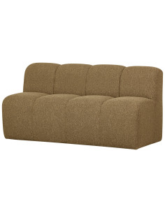 Banquette de table Mojo 164cm tissu bouclé mélangé jaune brun woood 2