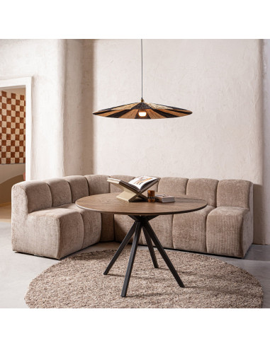 Banquette de table Mojo 164cm tissu côtelé tissé sable woood