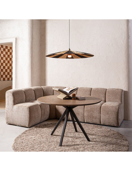 Banquette de table Mojo 164cm tissu côtelé tissé sable woood