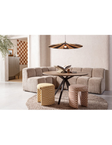 Banquette de table Mojo 164cm tissu côtelé tissé sable woood