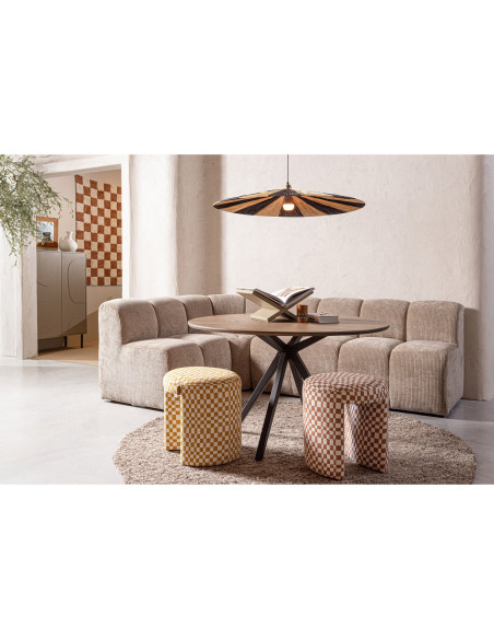 Banquette de table Mojo 164cm tissu côtelé tissé sable woood