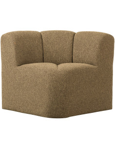 Banc à manger angle Mojo tissu bouclé mélangé jaune brun woood