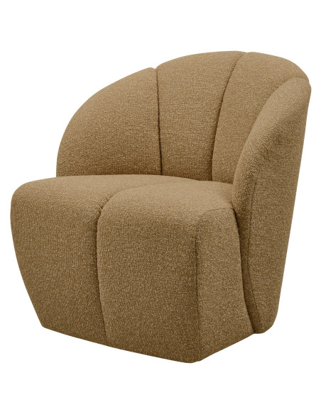 Fauteuil Mojo Pivotant Tissu bouclé mélangé jaune brun woood Fauteuil Mojo Pivotant Tissu bouclé mélangé jaune brun woood