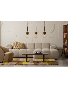 Fauteuil Mojo Pivotant Tissu bouclé mélangé jaune brun woood 2