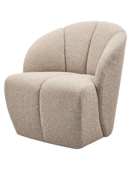 Fauteuil Mojo Pivotant Tissu bouclé mélangé beige woood