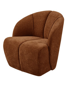 Fauteuil Mojo Pivotant Tissu côtelé tissé brun rouille woood