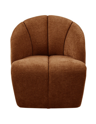 Fauteuil Mojo Pivotant Tissu côtelé tissé brun rouille woood