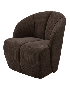 Fauteuil Mojo Pivotant Tissu côtelé tissé brun woood