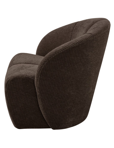 Fauteuil Mojo Pivotant Tissu côtelé tissé brun woood