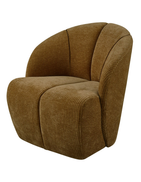 Fauteuil Mojo Pivotant Tissu côtelé tissé jaune brun woood