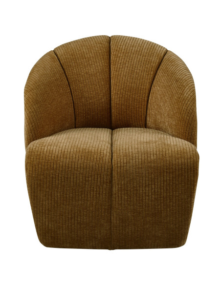 Fauteuil Mojo Pivotant Tissu côtelé tissé jaune brun woood