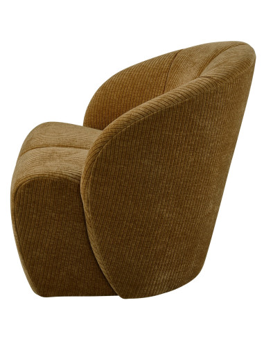 Fauteuil Mojo Pivotant Tissu côtelé tissé jaune brun woood