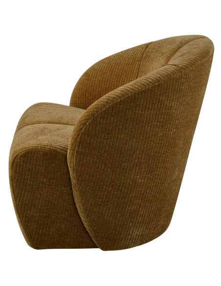 Fauteuil Mojo Pivotant Tissu côtelé tissé jaune brun woood