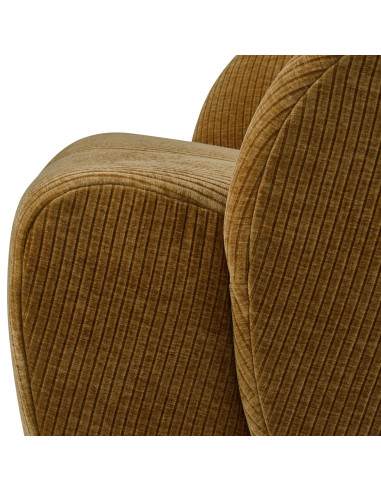 Fauteuil Mojo Pivotant Tissu côtelé tissé jaune brun woood