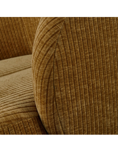 Fauteuil Mojo Pivotant Tissu côtelé tissé jaune brun woood