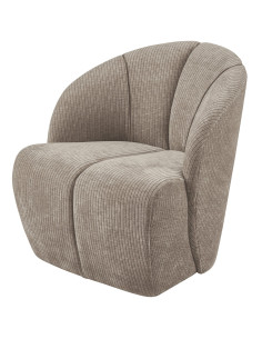 Fauteuil Mojo Pivotant Tissu côtelé tissé jaune brun woood